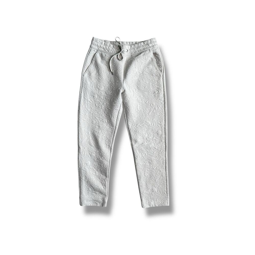 Club Monaco Cream Textured Floral Pull-on Drawstring Elastic Waist Pants Small